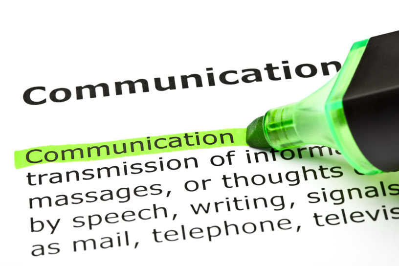 Image showing the word communication highlighted in bright green. 